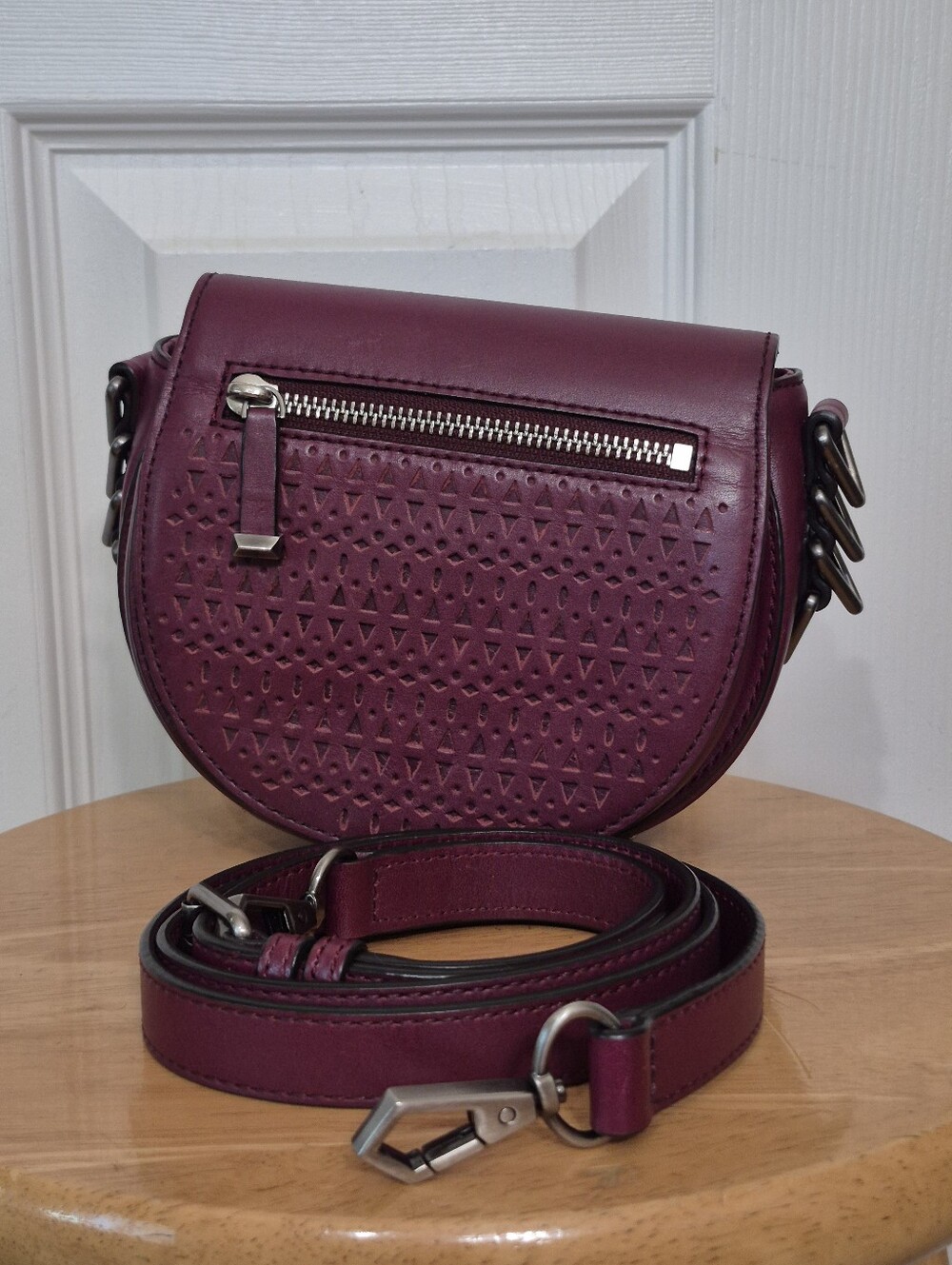 Rebecca Minkoff Maroon Red Astor Crossbody Saddle Bag